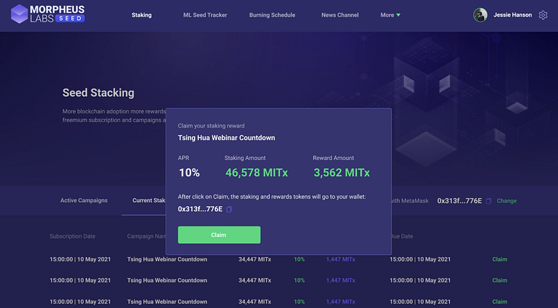 Sample function for MITx staking