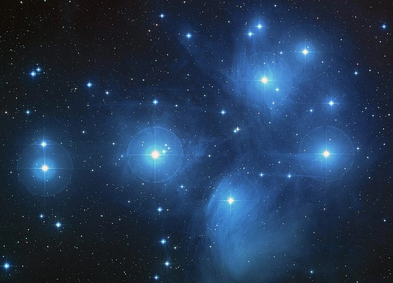 Pleiades star cluster in Taurus constellation