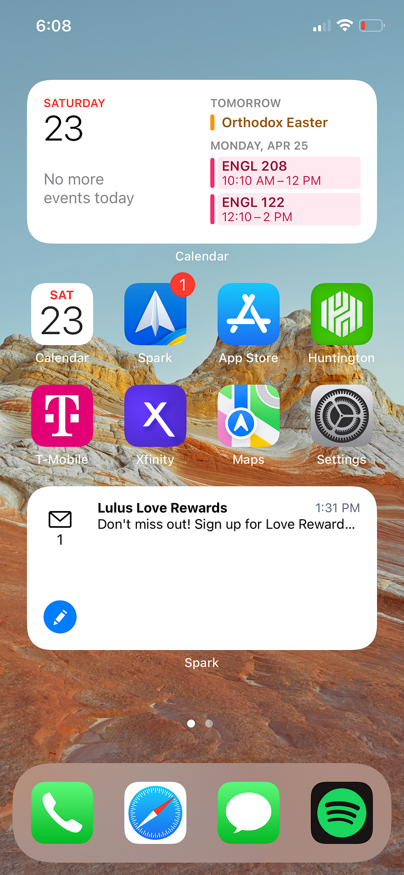 Visual layout of an organized iPhone home screen