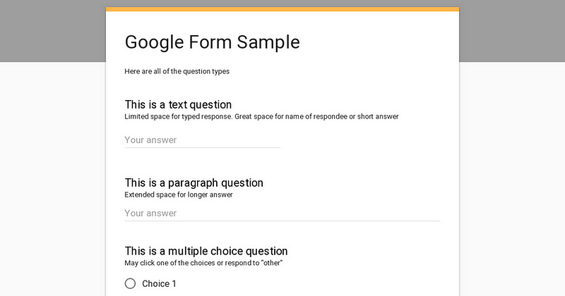 Google Forms Sample