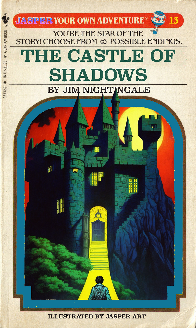 Retro cover design for The Castle of Shadows