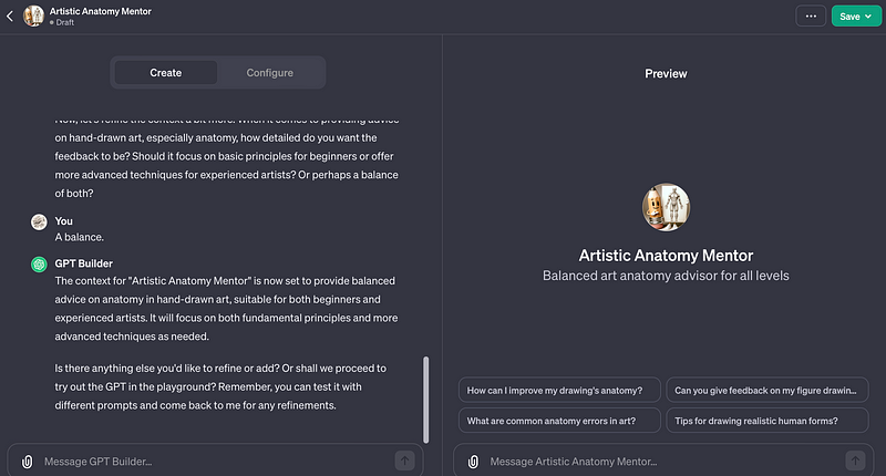 Custom GPT configuration screen