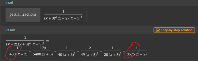 Verification of partial fractions