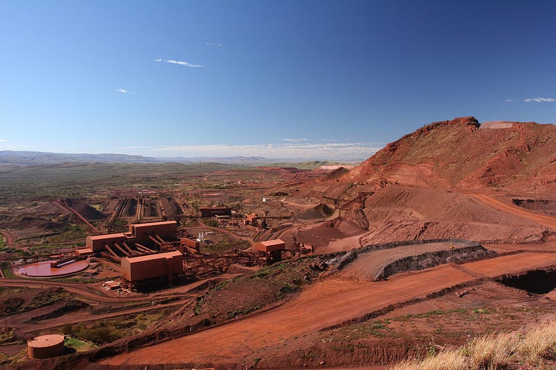 An ore mining site in Pilbara, Western Australia