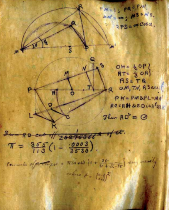 Ramanujan's work on squaring the circle in 1913