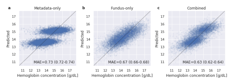 Hemoglobin concentration predictions illustrated.