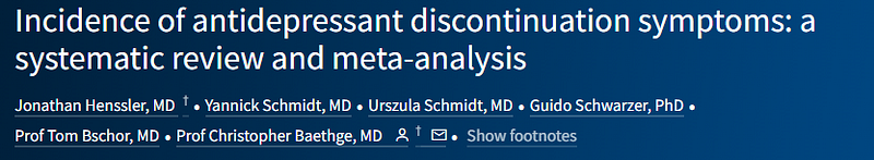 Graph illustrating study findings on antidepressant withdrawal